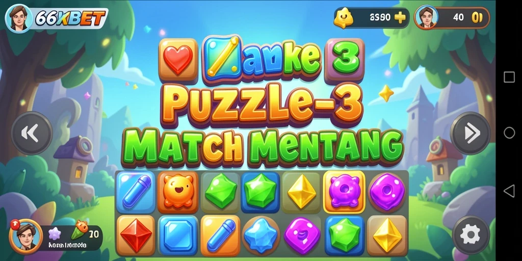 Screenshot gameplay 66KBET yang menunjukkan keseruan bermain Match-3.