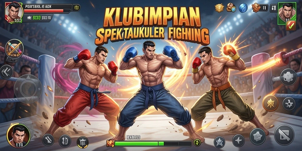 Gameplay KLUBIMPIAN yang menampilkan aksi pertempuran seru dan dinamis.