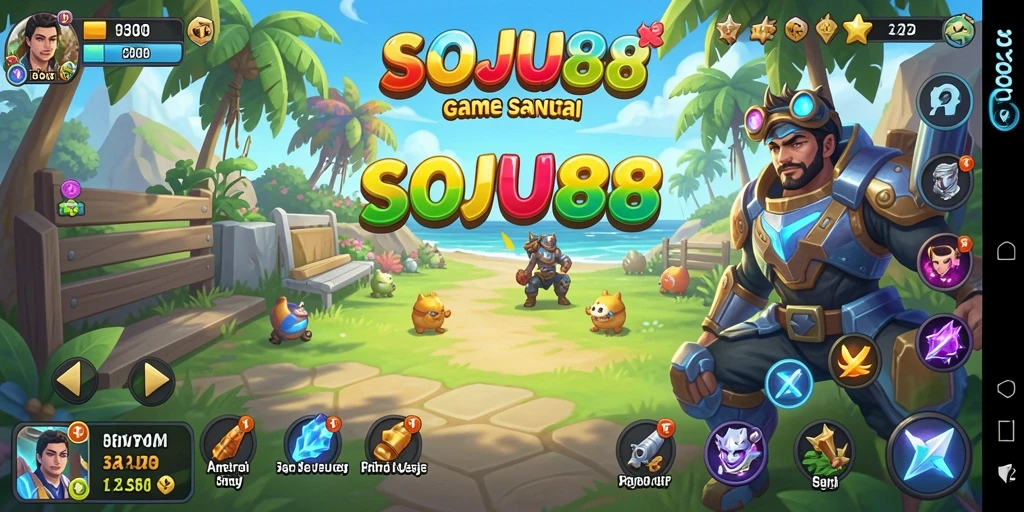Tampilan gameplay SOJU88 yang penuh warna dan menyenangkan.